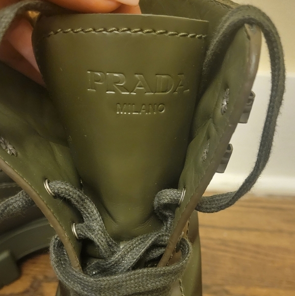 PRADA Men's Monolith Mini Bag Lug Sole Green Combat Boots SZ 11 - Picture 4 of 9